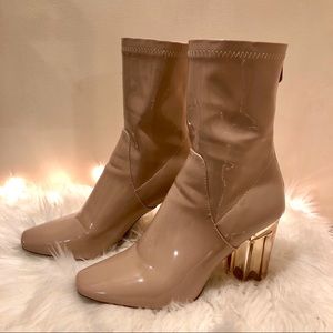 public desire beige clear heel ankle boot 7
